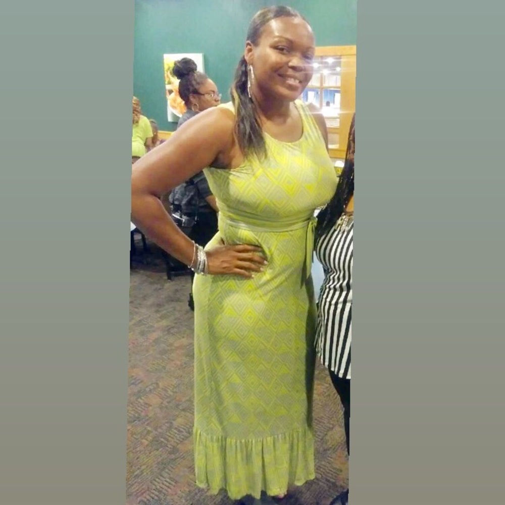 THE LIMITED Long Print Dress w/belt
